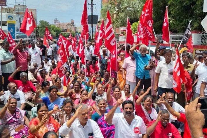 Índia Tamil Nadu Manifestações trabalhadores